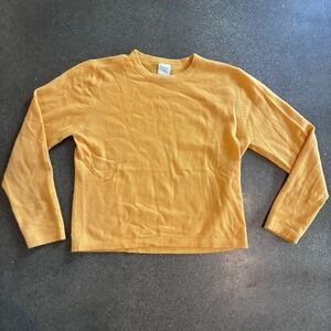 Garnet Hill Womens Large Cashmere Pullover Knit Sweater Luxury Soft Warm Yellow
